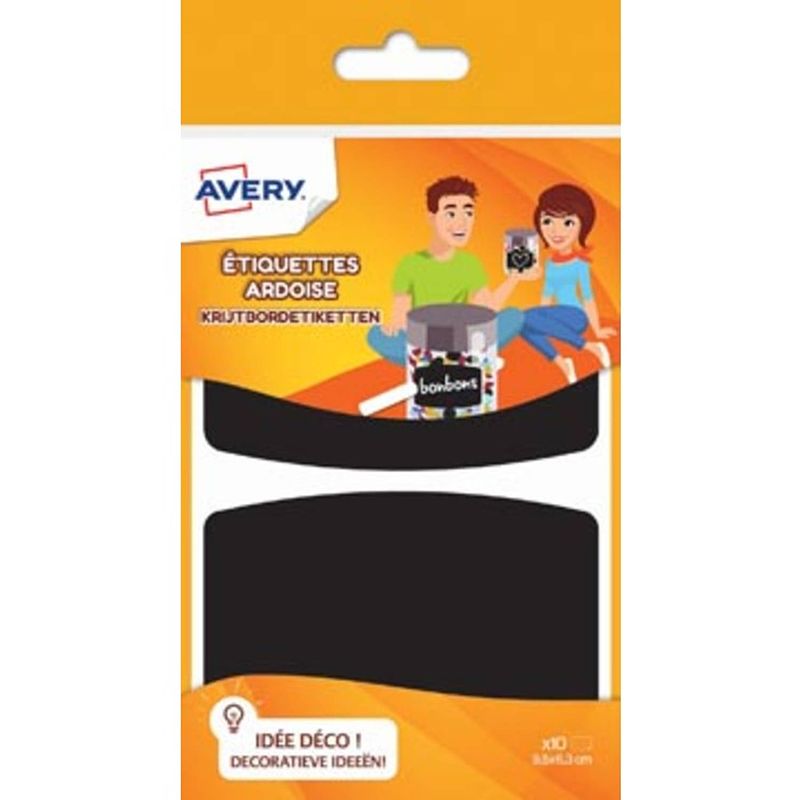 Foto van Avery family krijtbordetiketten, ft 9,5 x 6,3 cm, ophangbare etui met 10 etiketten