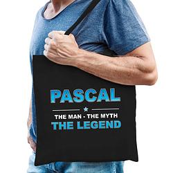 Foto van Naam pascal the man, the myth the legend tasje zwart - cadeau boodschappentasje - feest boodschappentassen