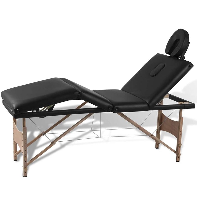 Foto van Vidaxl inklapbare massagetafel 4 zones met houten frame (zwart)