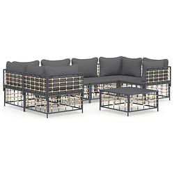 Foto van Vidaxl 7-delige loungeset met kussens poly rattan antracietkleurig