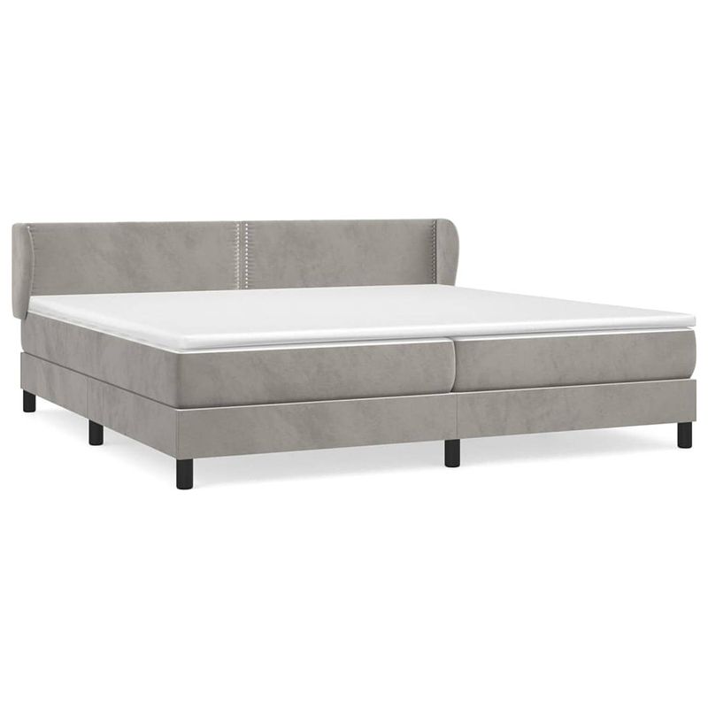 Foto van The living store boxspringbed - fluweel - 203 x 203 x 78/88 cm - pocketvering matras - middelharde ondersteuning