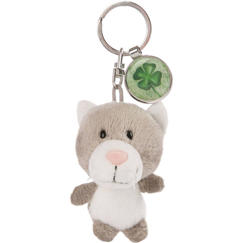 Foto van Nici sleutelhanger klaverblad junior 7 cm pluche beige/groen