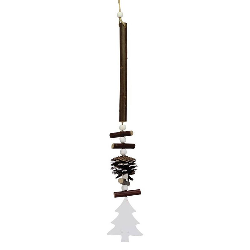 Foto van Peha hangdecoratie kerstboom 45 x 6 cm hout/steen bruin/wit