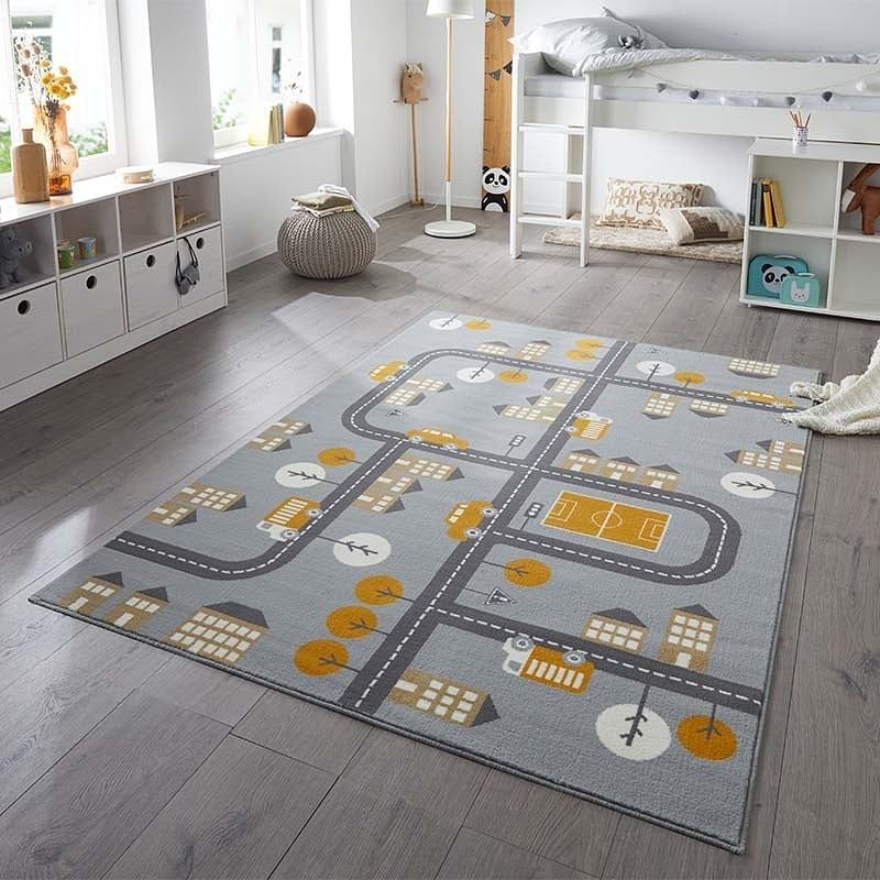 Foto van Vloerkleed kids town - grijs - dekbed-discounter.nl