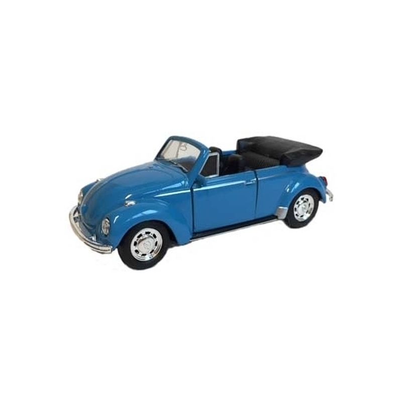 Foto van Speelgoed volkswagen kever blauwe cabrio auto 12 cm - speelgoed auto's