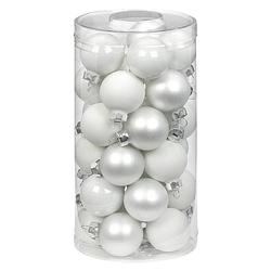 Foto van 30x stuks kleine glazen kerstballen wit mix 4 cm - kerstbal