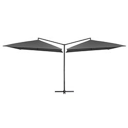 Foto van Vidaxl parasol dubbel met stalen paal 250x250 cm antraciet