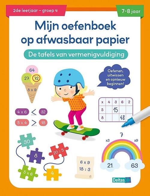 Foto van Mijn oefenboek op afwasbaar papier tafels van vermenigvuldiging (7-8 j.) - paperback (9789044763942)