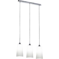 Foto van Led hanglamp - hangverlichting - trion konumo - e27 fitting - 3-lichts - rond - mat nikkel - aluminium