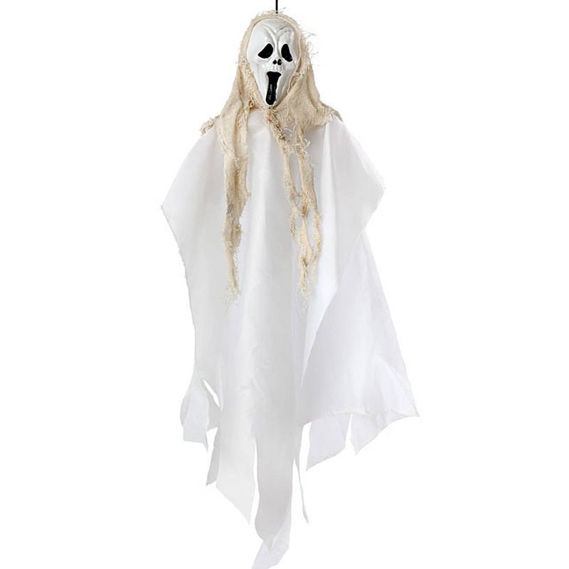 Foto van Halloween/horror thema hang decoratie spook - enge/griezelige pop - 60 cm - feestdecoratievoorwerp