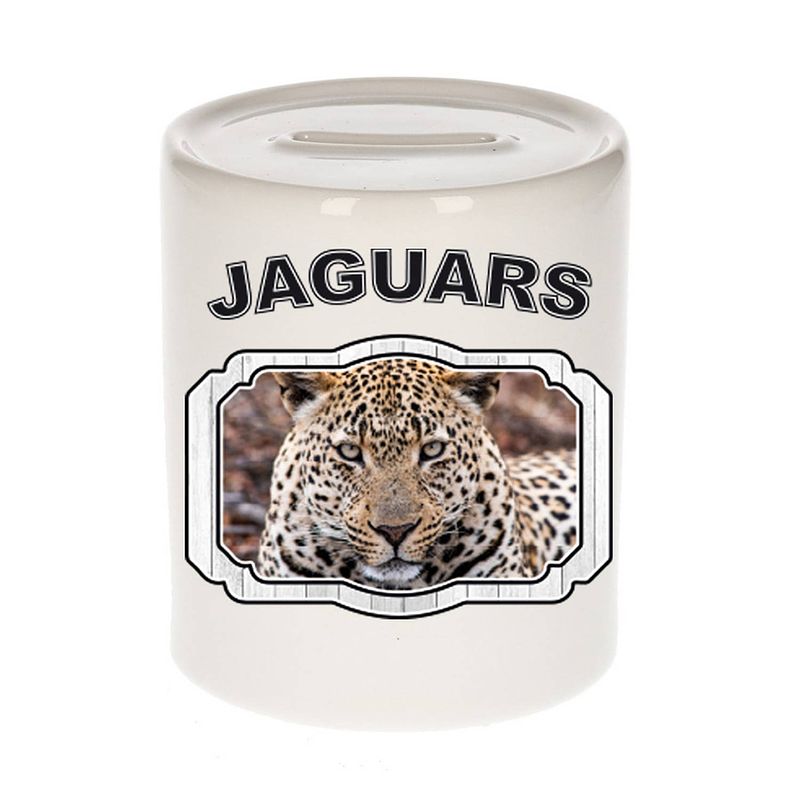 Foto van Dieren gevlekte jaguar spaarpot - jaguars/ jaguars spaarpotten kinderen 9 cm - spaarpotten