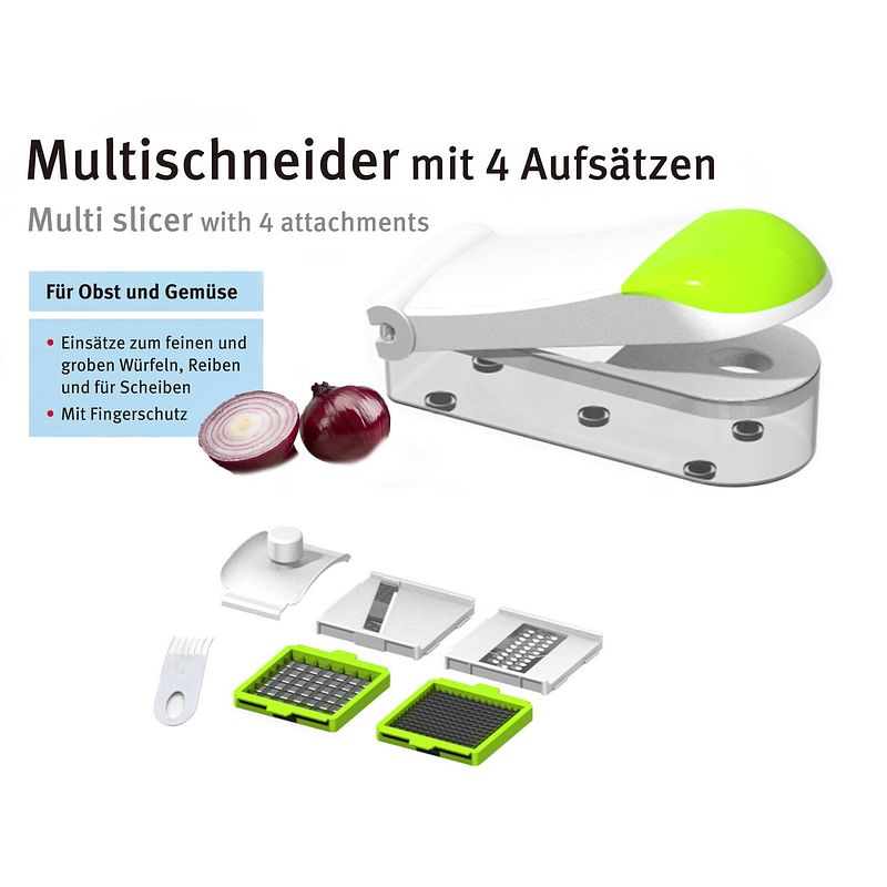 Foto van Cheffinger groentesnijder 7-delig mandoline - slicer dicer - keukensnijder - uiensnijder