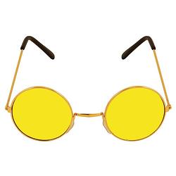Foto van Gele hippie flower power zonnebril met ronde glazen - verkleedbrillen
