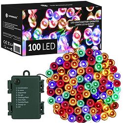 Foto van Kerstverlichting 10,5 m batterij 100 led multicolor