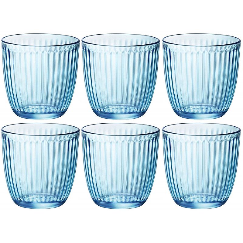 Foto van Set van 6x stuks waterglazen/drinkglazen blauw 290 ml - drinkglazen