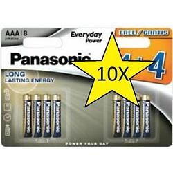 Foto van 10 blisters (80 batterijen) panasonic alkaline everyday power aaa