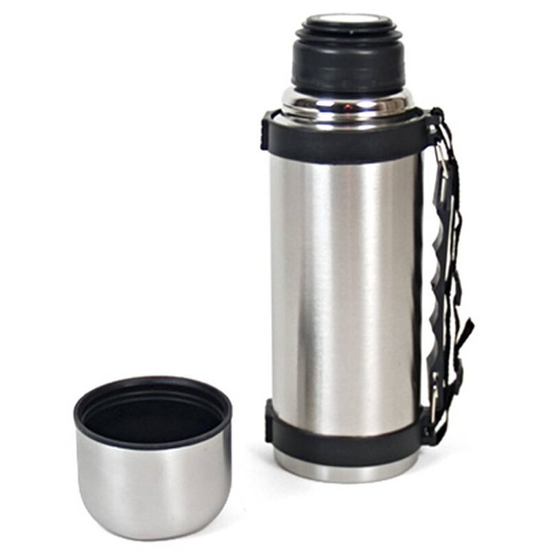 Foto van Set van 2x stuks rvs thermoskan/isoleerfles met draagband 550 ml - thermosflessen