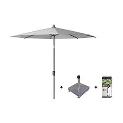 Foto van Platinum riva stokparasol 2,5 m. rond - light grey met voet en hoes