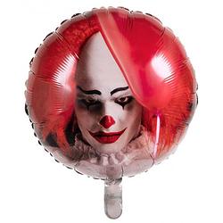 Foto van Boland folieballon horror clown 45 cm rood/wit