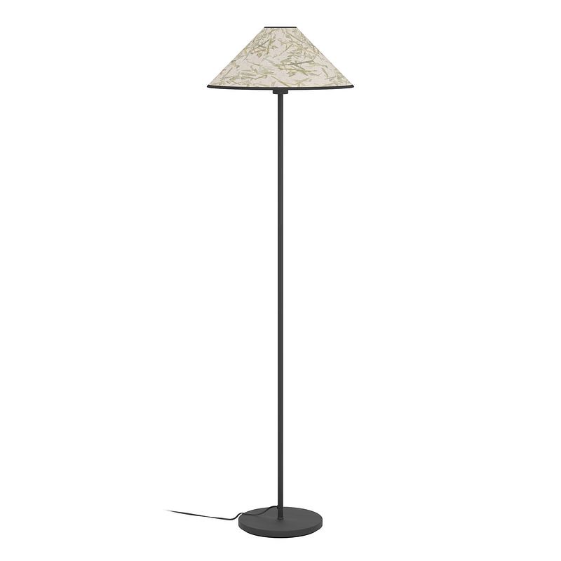 Foto van Eglo oxpark vloerlamp - e27 - 146,5 cm - zwart/wit/groen - bamboe