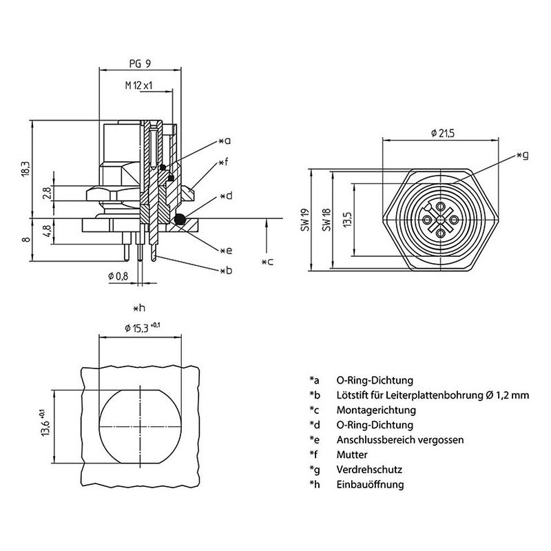 Foto van Lutronic 1229 sensor/actuator steekconnector m12 aantal polen: 5 bus, inbouw 1 stuk(s)