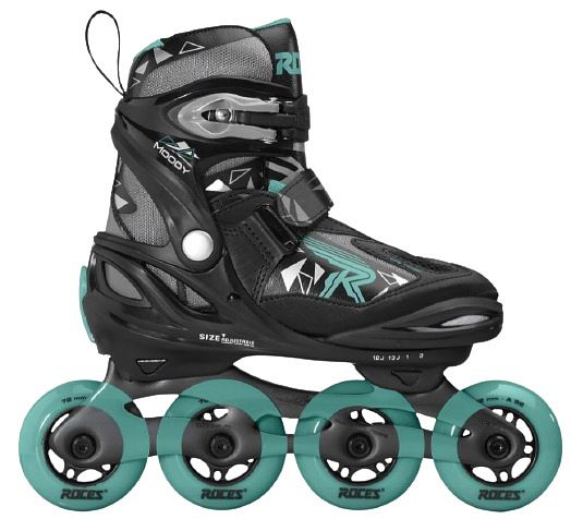 Foto van Roces inline skates moody tif 82a zwart/aqua maat 30 35