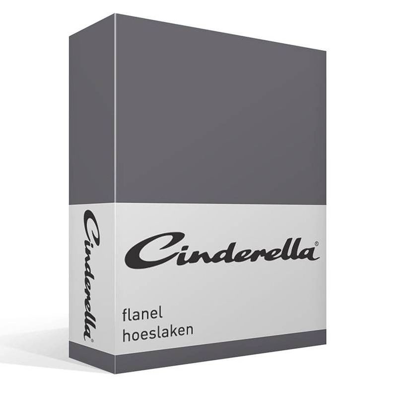 Foto van Cinderella flanel hoeslaken - 100% geruwde flanel-katoen - 2-persoons (140x200/210 cm) - antraciet