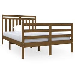 Foto van The living store bedframe - grenenhout - 195.5 x 126 x 100 cm - honingbruin