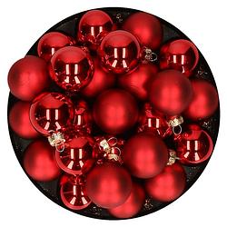 Foto van Kerstballen set van glas 36x stuks rood 4 cm - kerstbal