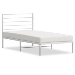 Foto van Vidaxl bedframe met hoofdbord metaal wit 75 x 190 cm