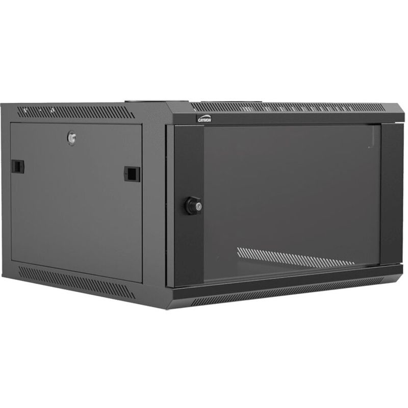 Foto van Caymon wpr606r/b 19" kast met deur en afneembare zijpanelen 6u