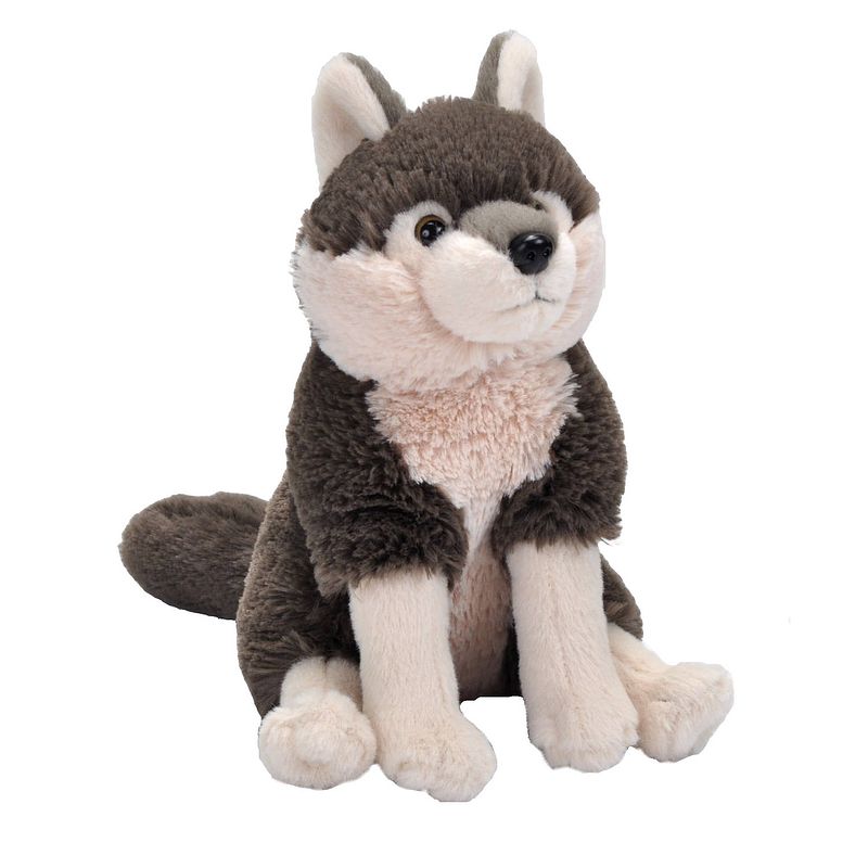 Foto van Wild republic knuffel wolf junior 15 cm pluche bruin/wit