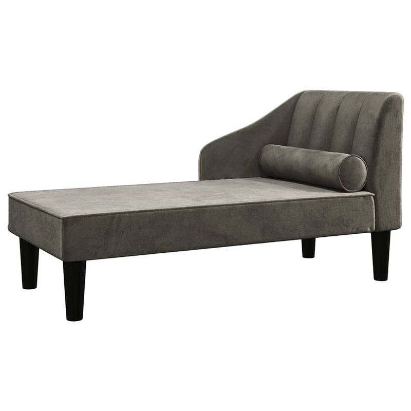 Foto van The living store chaise longue - donkergrijs - fluweel - 120 x 57 x 63 cm - comfortabele zitting