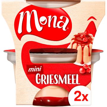 Foto van Mona mini griesmeel pudding met rode bessensaus 2 x 135ml bij jumbo