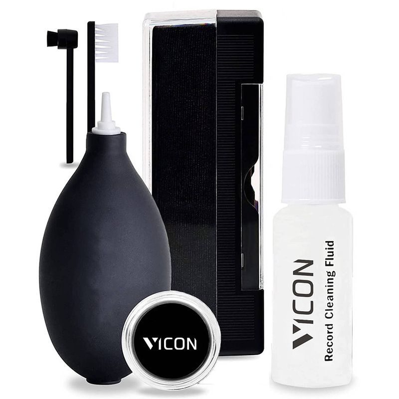 Foto van Vicon 6-in-1 platenborstel set voor vinyl platen - antistatisch - platenreiniger - lp reinigingsset - vinyl reiniger