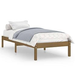 Foto van The living store houten bedframe - massief grenenhout - 195.5 x 80.5 x 31 cm - honingbruin - 75 x 190 cm