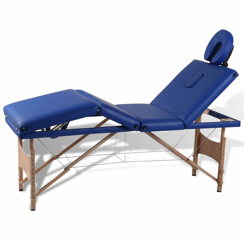 Foto van Vidaxl inklapbare massagetafel 4 zones met houten frame (blauw)