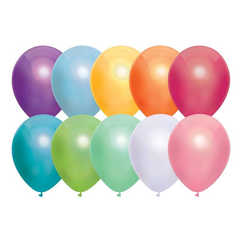 Foto van 10x gekleurde metallic ballonnen 30 cm - ballonnen