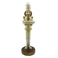 Foto van Haes deco - kerst notenkraker kleur beige, 14x11x40 cm, kerstfiguur - kerstdecoratie