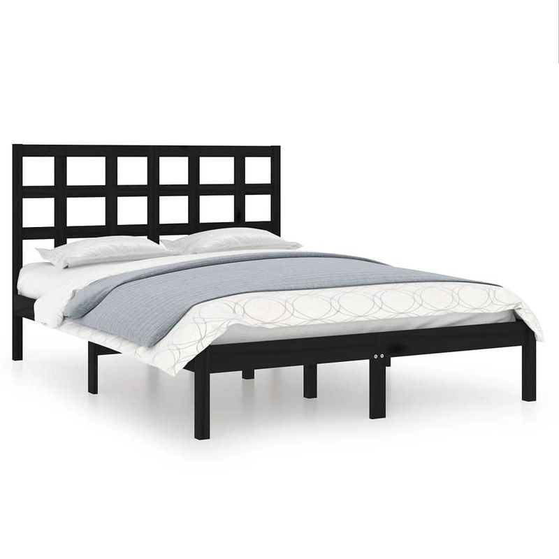 Foto van Vidaxl bedframe massief hout zwart 180x200 cm 6ft super king