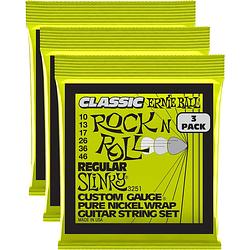 Foto van Ernie ball 3251 regular slinky classic rock 'n roll 10-46 snaren voor elektrische gitaar (3 sets)