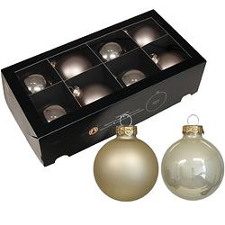 Foto van Kerstballen van glas - 8x - licht champagne - 8 cm -milieubewust - kerstbal