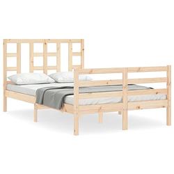 Foto van The living store grenenhouten bedframe - massief - 195.5 x 125.5 x 100 cm - multiplex lattenbodem