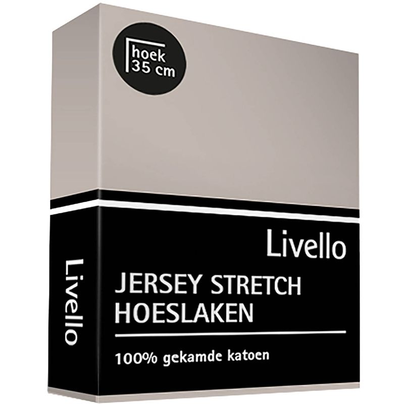 Foto van Livello hoeslaken jersey stone 180 x 220 cm