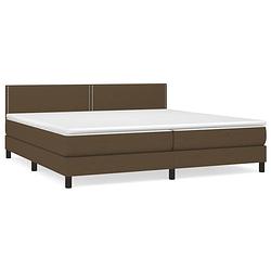 Foto van The living store boxspringbed - comfort - bed - 203 x 200 x 78/88 cm - donkerbruin - stof (100% polyester) - inclusief