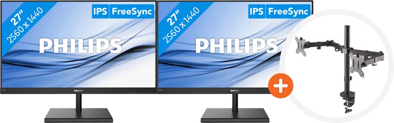 Foto van 2x philips 275e1s/00 + newstar fpma-d550dblack