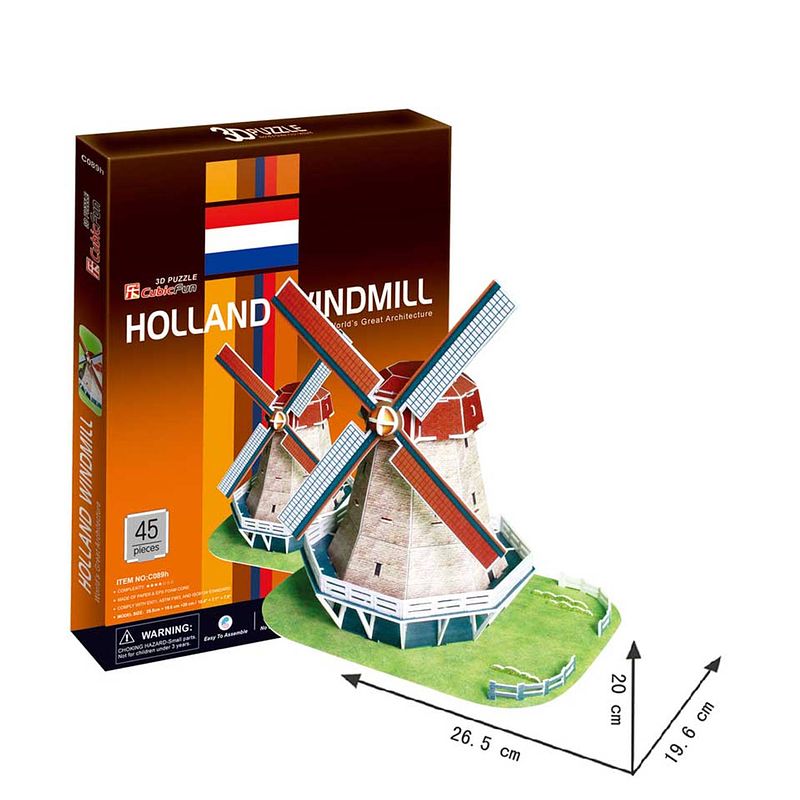 Foto van Cubic fun 3d puzzel holland molen - 45 stukjes