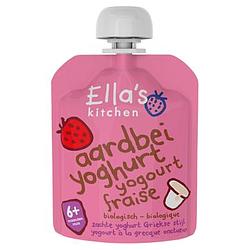 Foto van Ella's kitchen aardbeien yoghurt 6+ bio 90g bij jumbo