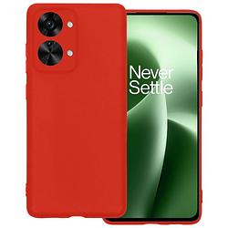 Foto van Basey oneplus nord 2t hoesje siliconen back cover case - oneplus nord 2t hoes silicone case hoesje - rood