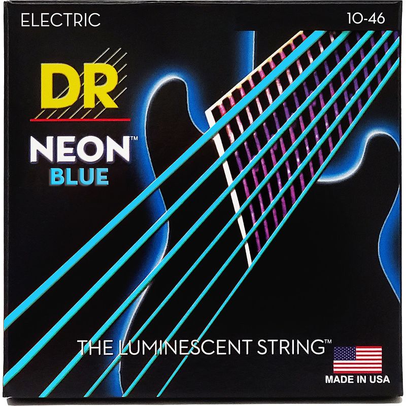 Foto van Dr strings nbe-10 hi-def neon blue medium 10-46 elektrische gitaarsnaren